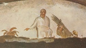 Isaac carry the wood of sacrifice. Roman catacombs.